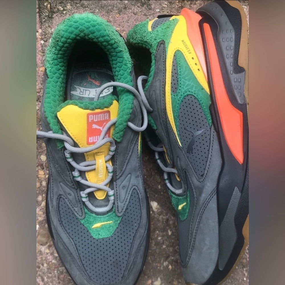 Puma Men's Gray, Green, and Yellow Athletic Shoes